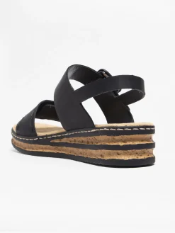 Rieker Black Buckled Comfort Sandal