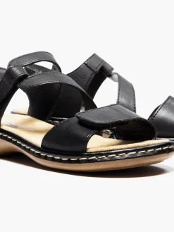 Rieker Black Leather Strapped Sandal
