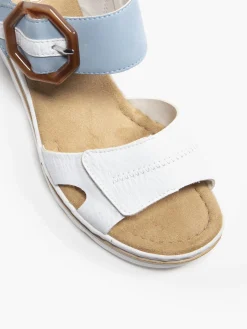 Rieker Blue and White Comfort Wedge Sandal
