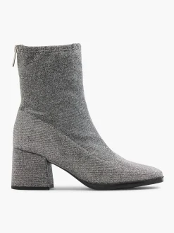 Silver Glitter Block Heeled Boot
