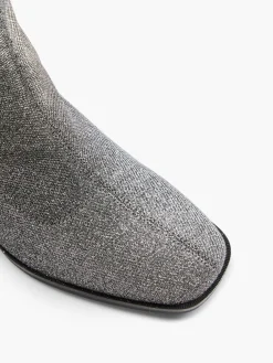 Silver Glitter Block Heeled Boot