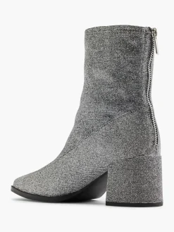 Silver Glitter Block Heeled Boot