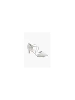 Silver Glitter Pointed Toe Cross Over Strap Heel