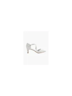 Silver Glitter Pointed Toe Cross Over Strap Heel