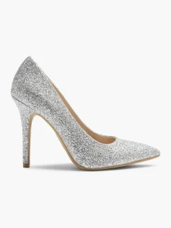 Silver Glitter Stiletto High Heel
