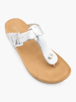 Silver Toe Post Footbed Flat Sandal