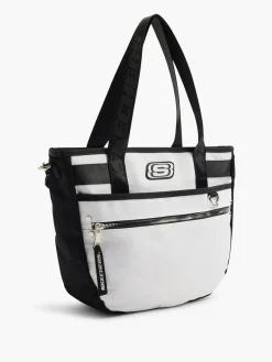 Skechers Black and White Contrast Tote with Zipper Detail