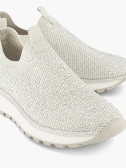 Slip On Knitted Trainer With Diamante Detail