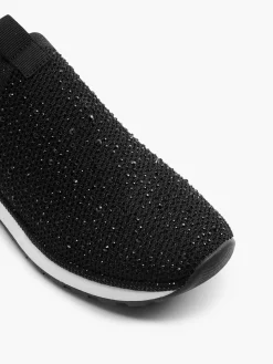 Slip On Knitted Trainer With Diamante Detail
