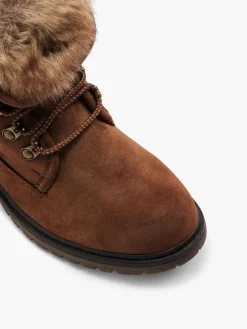 Tan Faux Fur Collar Ankle Boot