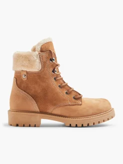 Tan Faux Fur Lined Leather Hiker Boot