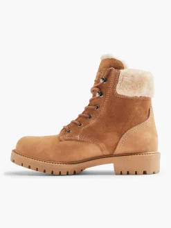 Tan Faux Fur Lined Leather Hiker Boot