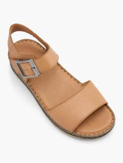 Tan Leather Buckle Sandals