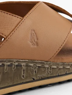 Tan Leather Cross Strap Sandals