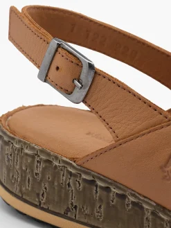 Tan Leather Cross Strap Sandals