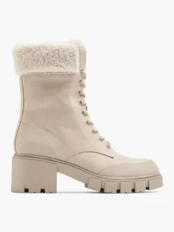 Taupe Chunky Biker Boot with Borg Trim