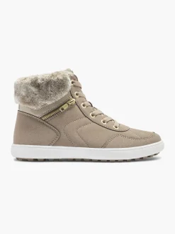 Taupe Hi Top Lace-up Boot