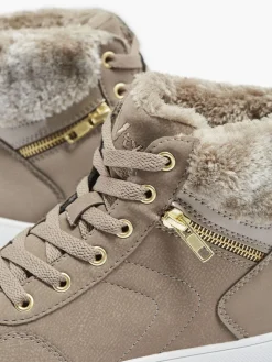 Taupe Hi Top Lace-up Boot