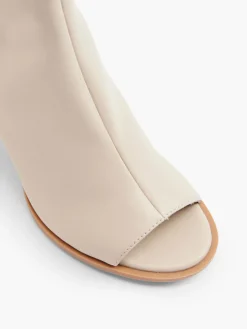 Taupe Peep-Toe Heeled Boot