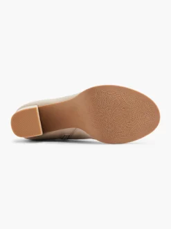 Taupe Peep-Toe Heeled Boot