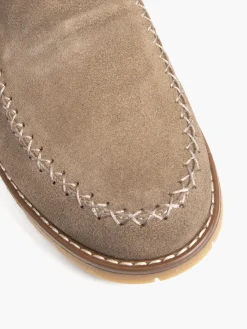 Taupe Suede Ankle Boot with Faux Fur Lining