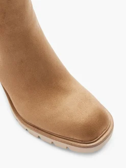 Taupe Tall Heeled Ankle Boot with Contrasting Sole