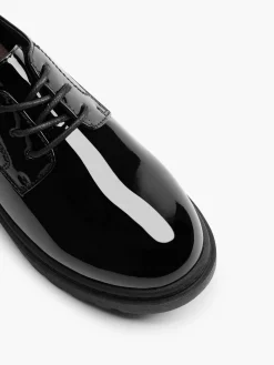 Teen Girl Chunky Patent Lace Up School Shoe