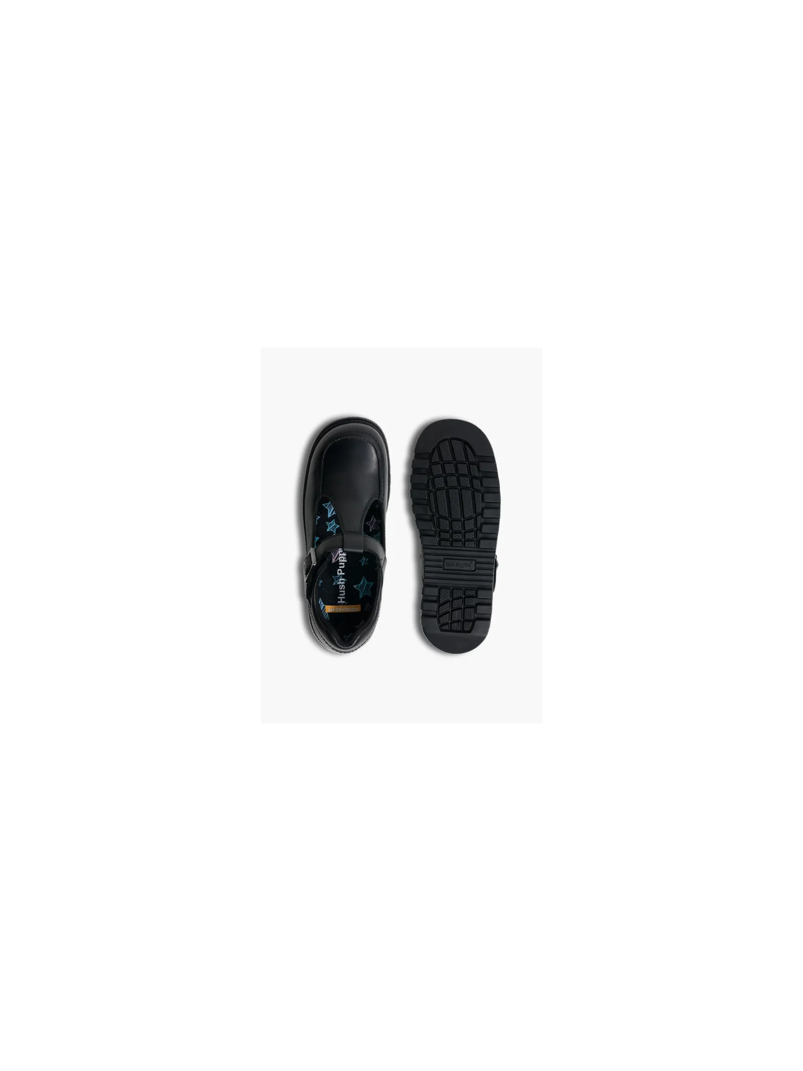 Teen Girl Hush Puppies Leather Chunky T-Bar School Shoes - Dual Fit