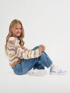 Teen White/Purple Lace Up Trainers