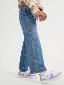 Teen White/Purple Lace Up Trainers