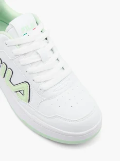 Teens White/Green Court Lace Up Trainers