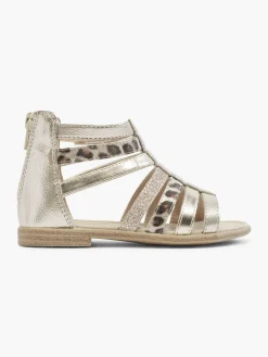 Toddler Girl Gold & Leopard Gladiator Sandals