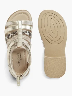 Toddler Girl Gold & Leopard Gladiator Sandals