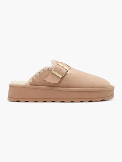 Warm Lined Slip On With Buckle & Stitch Detail