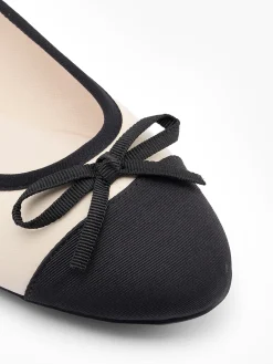 White and Black Contrasting Ballerina with Bow Detailing