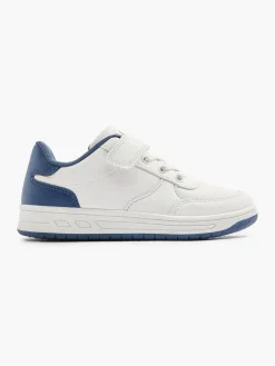 White/ Blue Junior Boys Velcro Trainer