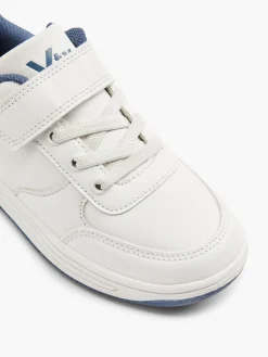 White/ Blue Junior Boys Velcro Trainer