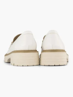 White Chunky Loafer with Contrasting Sole and Chain Detail