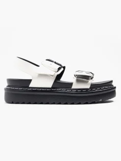 White Chunky Sandal with Contrasting Sole and Stitching