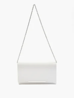White Clutch Bag with Silver Fastening
