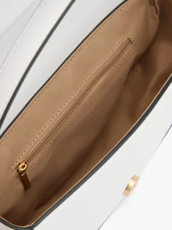 White Cross Body Hand Bag with Contrasting Edges