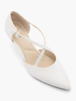 White Cross Strapped Kitten Heel