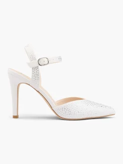 White Diamante Heel with Ankle Strap