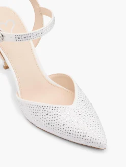 White Diamante Heel with Ankle Strap
