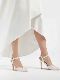 White Diamante Heel with Ankle Strap
