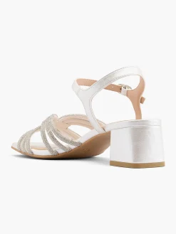 White Diamante Strapped Heeled Sandal