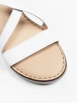 White Leather Multi Strapped Wedge Sandal