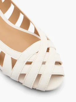 White Open Toe Cut Out Ballet Pump