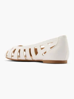 White Open Toe Cut Out Ballet Pump