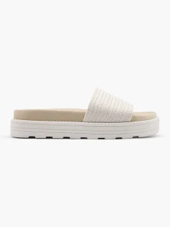 White Platform Slip On Footbed Sandal